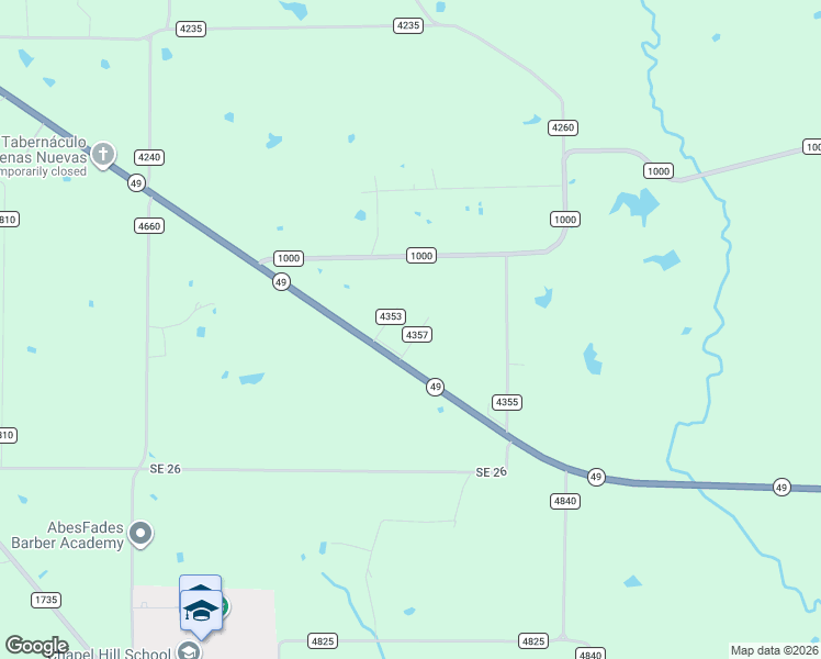 map of restaurants, bars, coffee shops, grocery stores, and more near 28 County Road 4357 in Mount Pleasant