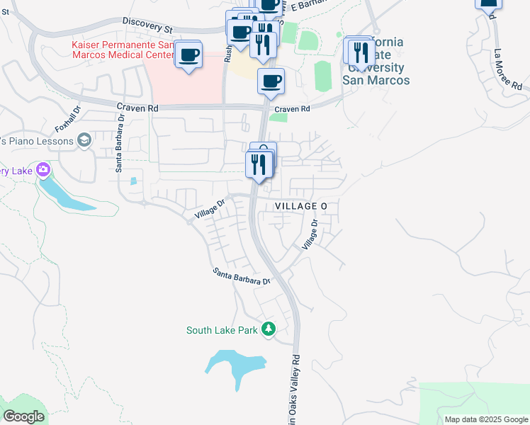 map of restaurants, bars, coffee shops, grocery stores, and more near 293 Marquette Avenue in San Marcos