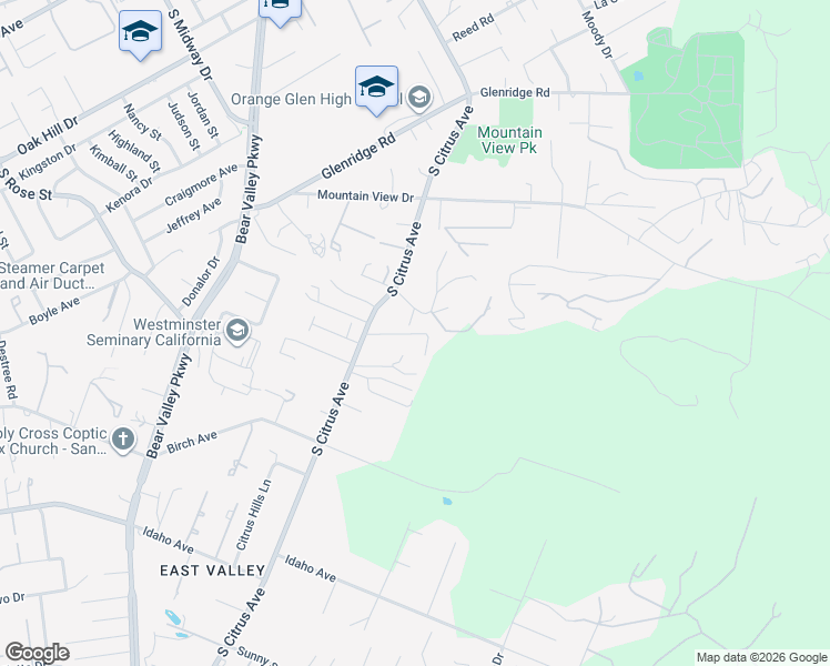 map of restaurants, bars, coffee shops, grocery stores, and more near 1480 South Citrus Avenue in Escondido