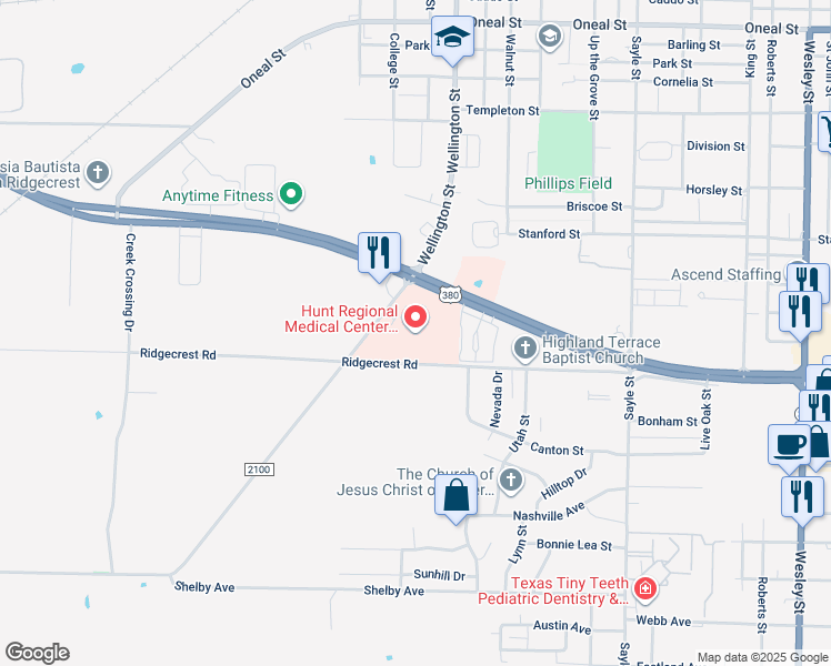 map of restaurants, bars, coffee shops, grocery stores, and more near 4215 Joe Ramsey Boulevard East in Greenville