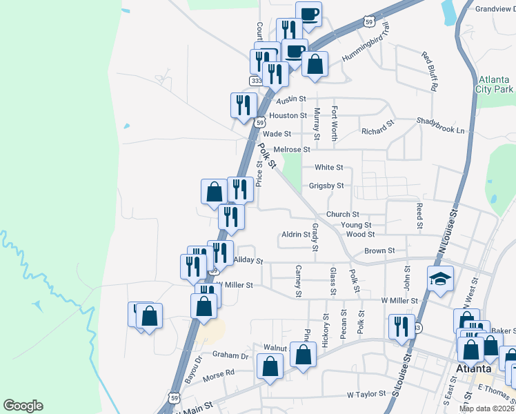 map of restaurants, bars, coffee shops, grocery stores, and more near 400 Price Street in Atlanta
