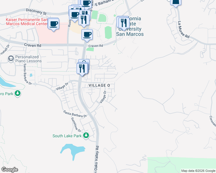 map of restaurants, bars, coffee shops, grocery stores, and more near 1428 Wandering Way in San Marcos