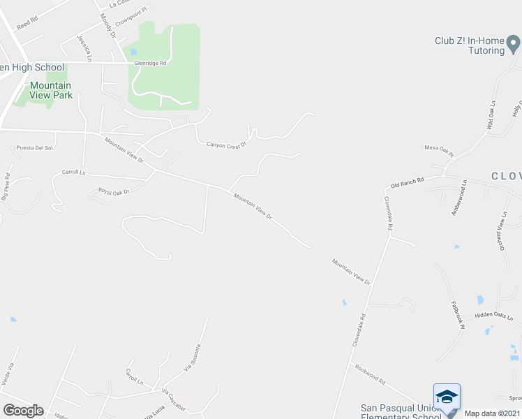 map of restaurants, bars, coffee shops, grocery stores, and more near 2838 Mountain View Drive in Escondido