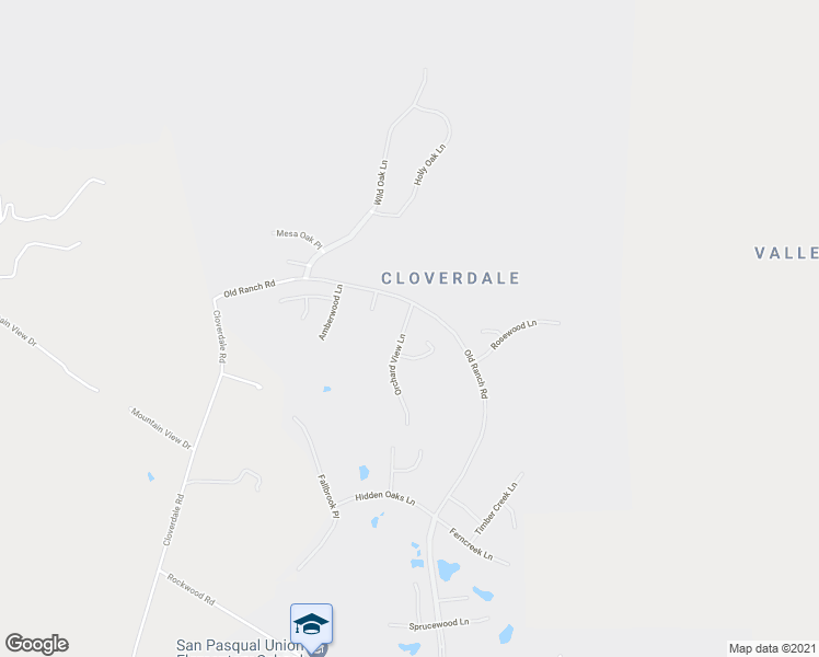 map of restaurants, bars, coffee shops, grocery stores, and more near 2266 Orchard View Lane in Escondido
