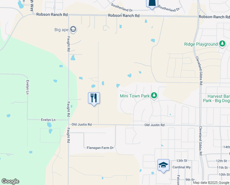 map of restaurants, bars, coffee shops, grocery stores, and more near 2629 Cayenne Drive in Argyle