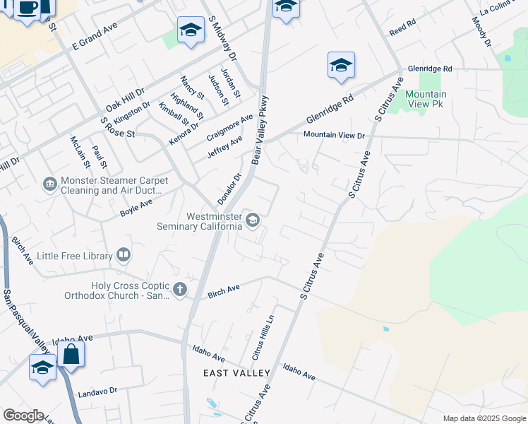 map of restaurants, bars, coffee shops, grocery stores, and more near 1440 Austin Way in Escondido