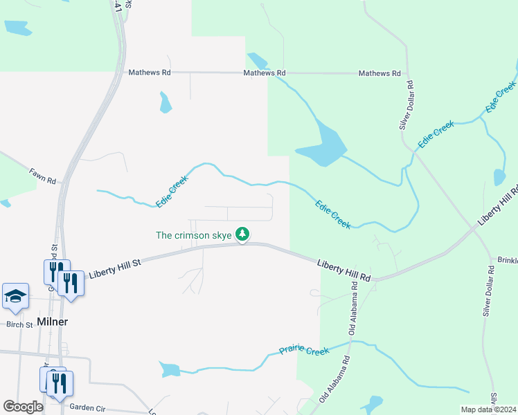 map of restaurants, bars, coffee shops, grocery stores, and more near 136 CHARLESTON LANE in Milner