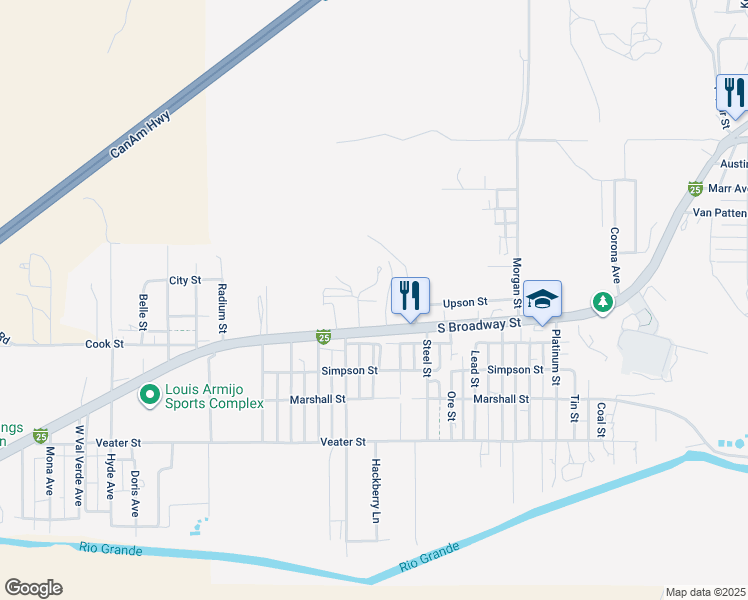 map of restaurants, bars, coffee shops, grocery stores, and more near 901 Hillcrest Circle in Truth or Consequences