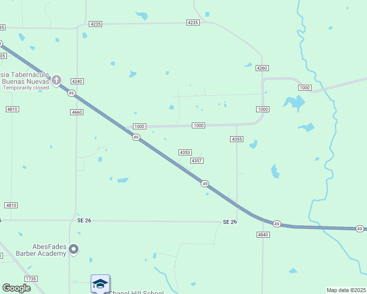 map of restaurants, bars, coffee shops, grocery stores, and more near 71 County Road 4353 in Cookville