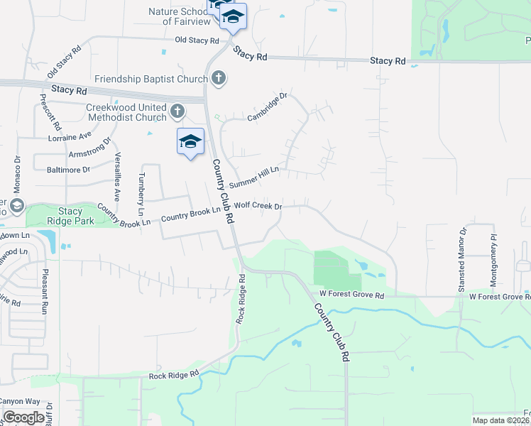 map of restaurants, bars, coffee shops, grocery stores, and more near 2706 Wolf Creek Drive in Allen