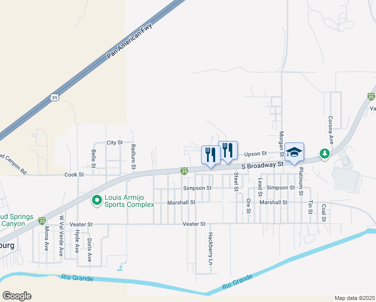 map of restaurants, bars, coffee shops, grocery stores, and more near 2001-2003 South Broadway Street in Truth or Consequences