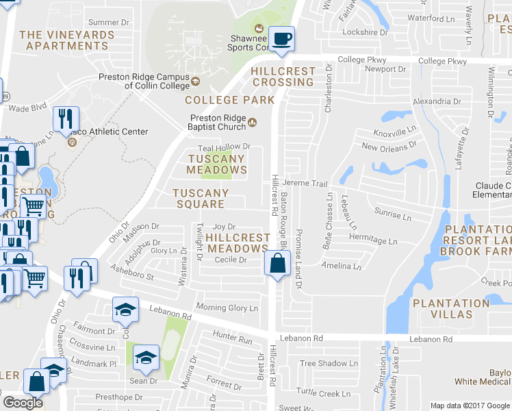 map of restaurants, bars, coffee shops, grocery stores, and more near 5411 Imperial Meadow Dr in Frisco