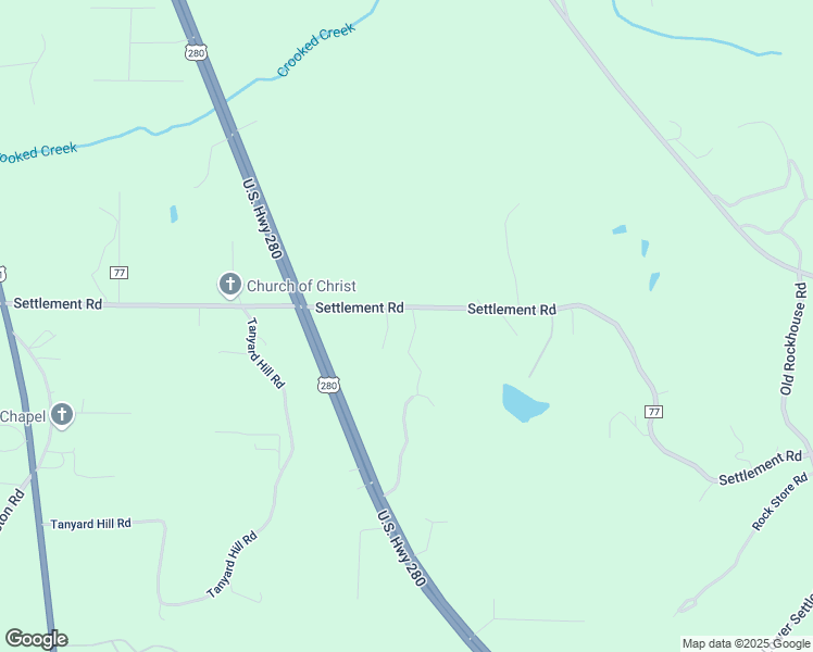 map of restaurants, bars, coffee shops, grocery stores, and more near 2188 Settlement Road in Sylacauga