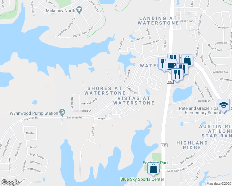 map of restaurants, bars, coffee shops, grocery stores, and more near 857 Cipriani Drive in Frisco