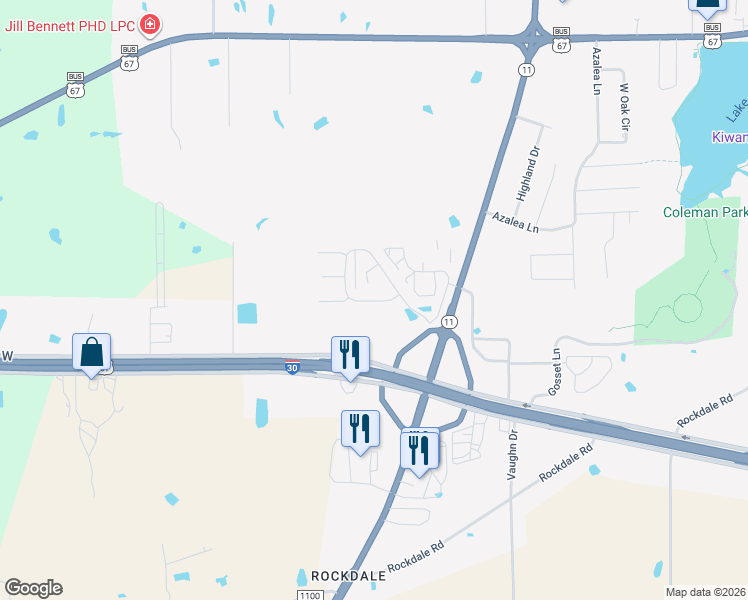 map of restaurants, bars, coffee shops, grocery stores, and more near 1813 Woodbridge Drive in Sulphur Springs