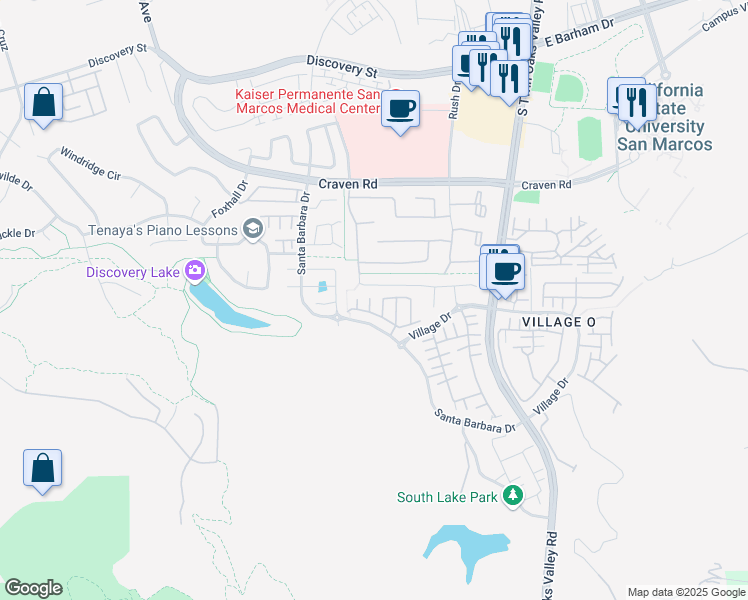 map of restaurants, bars, coffee shops, grocery stores, and more near 212 Garnet Way in San Marcos