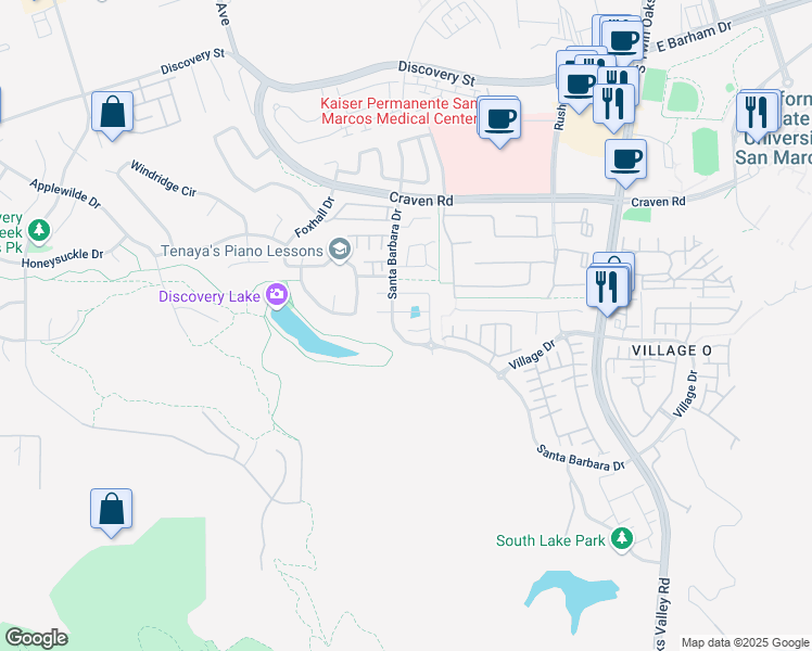 map of restaurants, bars, coffee shops, grocery stores, and more near 240 Reserve Court in San Marcos