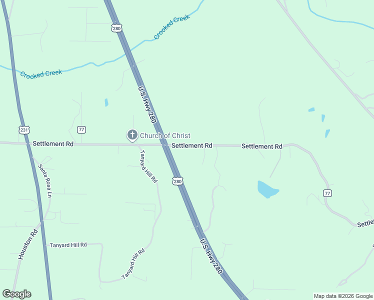 map of restaurants, bars, coffee shops, grocery stores, and more near 2066 Settlement Road in Sylacauga