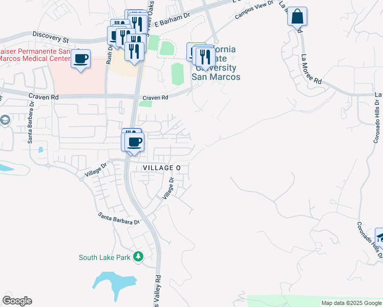 map of restaurants, bars, coffee shops, grocery stores, and more near 261 Trilogy Street in San Marcos