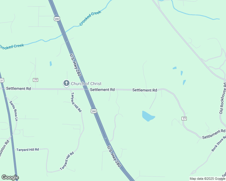 map of restaurants, bars, coffee shops, grocery stores, and more near 2188 Settlement Road in Sylacauga