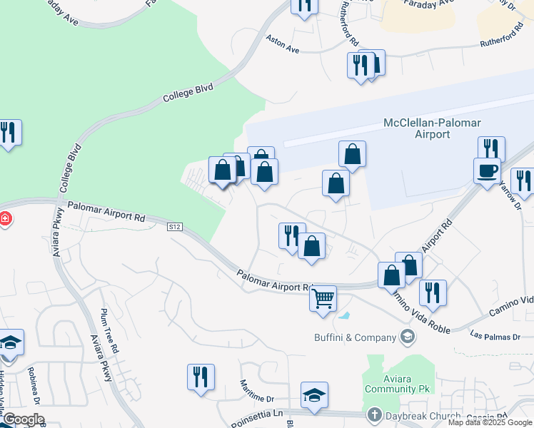 map of restaurants, bars, coffee shops, grocery stores, and more near 1901 Camino Vida Roble in Carlsbad
