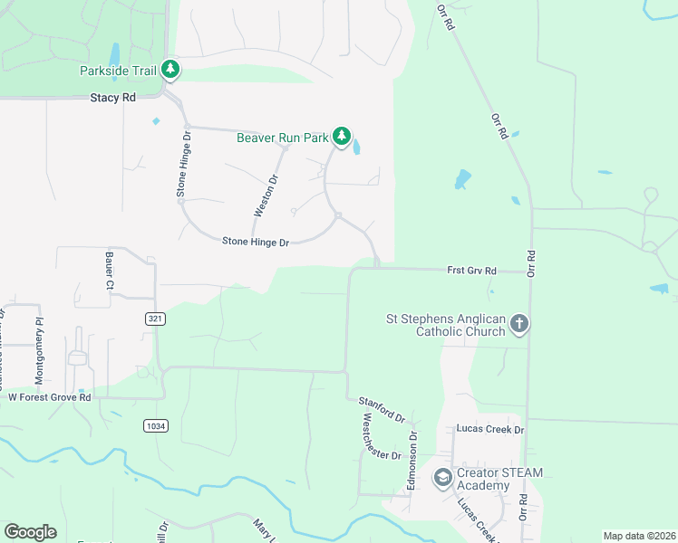 map of restaurants, bars, coffee shops, grocery stores, and more near 290 West Forest Grove Road in Lucas