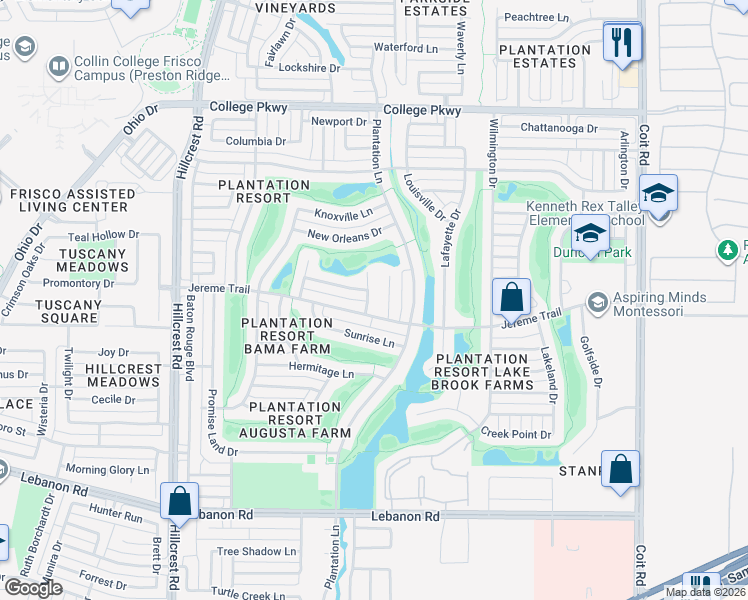map of restaurants, bars, coffee shops, grocery stores, and more near 11313 Jereme Trail in Frisco