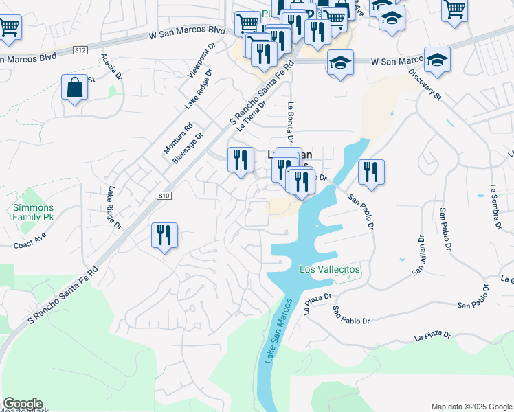 map of restaurants, bars, coffee shops, grocery stores, and more near 1508 Circa Del Lago in San Marcos