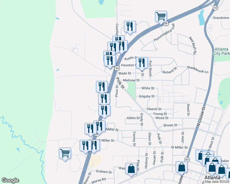 map of restaurants, bars, coffee shops, grocery stores, and more near 400-616 Price Street in Atlanta