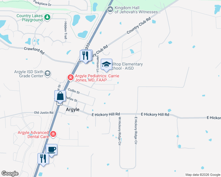 map of restaurants, bars, coffee shops, grocery stores, and more near 533 Hearth Terrace in Argyle