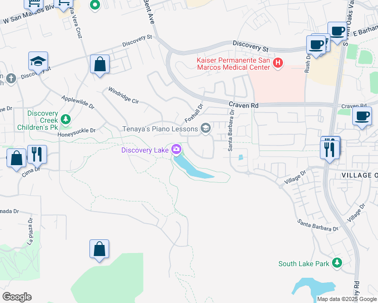 map of restaurants, bars, coffee shops, grocery stores, and more near 956 Mendocino Drive in San Marcos