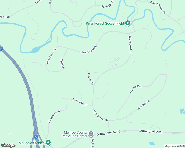 map of restaurants, bars, coffee shops, grocery stores, and more near 106 Fox Court in Forsyth