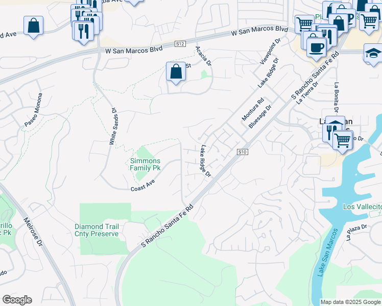map of restaurants, bars, coffee shops, grocery stores, and more near 1268 Farmington Place in San Marcos
