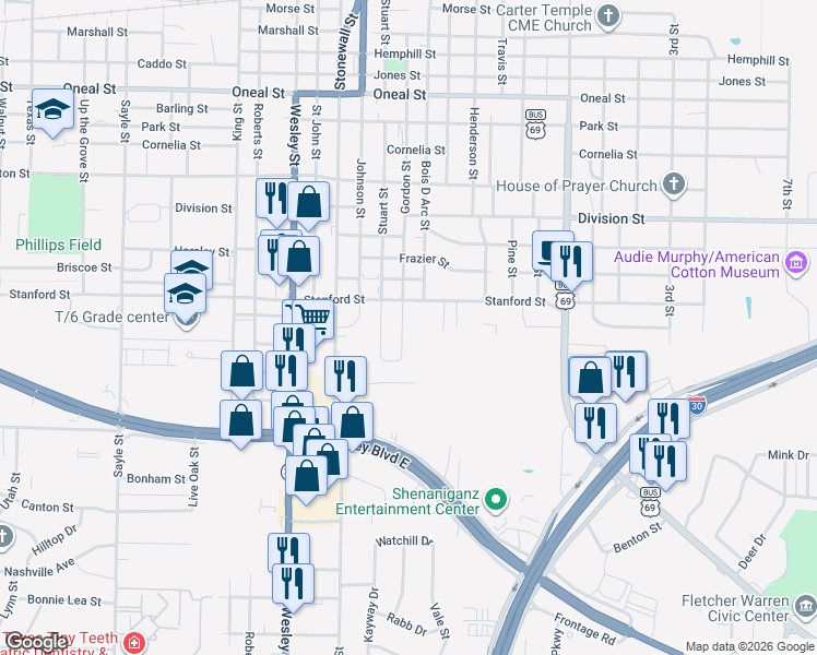 map of restaurants, bars, coffee shops, grocery stores, and more near 2302 Holsum Circle in Greenville
