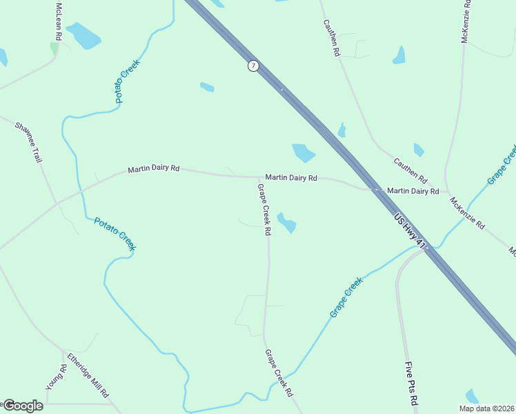 map of restaurants, bars, coffee shops, grocery stores, and more near 114 Grape Creek Road in Milner
