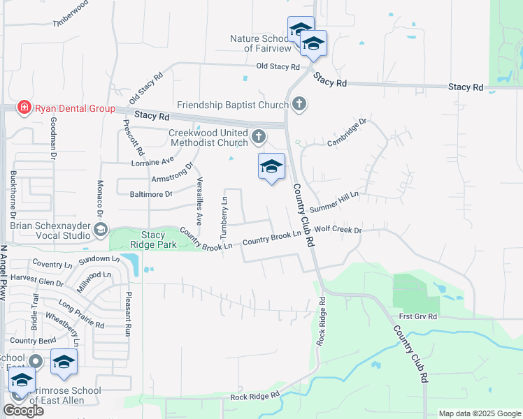 map of restaurants, bars, coffee shops, grocery stores, and more near 1715 Knoll Court in Allen