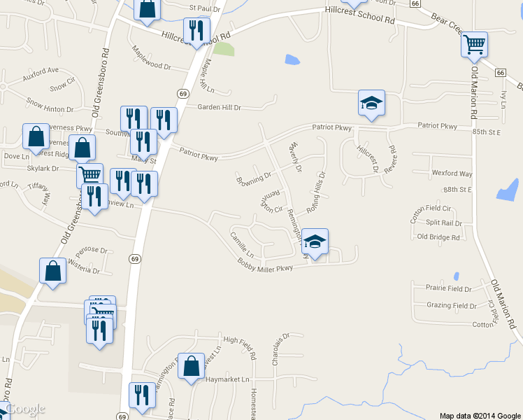 map of restaurants, bars, coffee shops, grocery stores, and more near 494 Remington Circle in Tuscaloosa