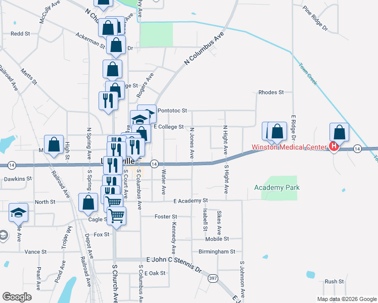 map of restaurants, bars, coffee shops, grocery stores, and more near 201 North Jones Avenue in Louisville