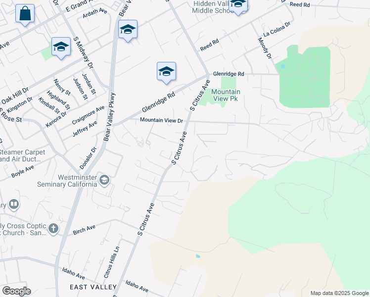 map of restaurants, bars, coffee shops, grocery stores, and more near 1370 South Citrus Avenue in Escondido