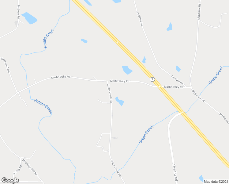 map of restaurants, bars, coffee shops, grocery stores, and more near 114 Grape Creek Road in Milner