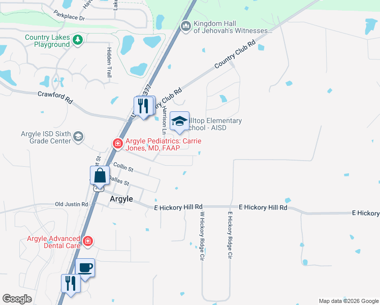 map of restaurants, bars, coffee shops, grocery stores, and more near 533 Hearth Terrace in Argyle