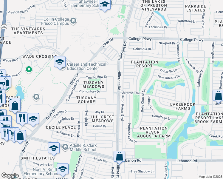 map of restaurants, bars, coffee shops, grocery stores, and more near 5549 Imperial Meadow Drive in Frisco