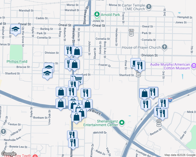 map of restaurants, bars, coffee shops, grocery stores, and more near 2302 Holsum Circle in Greenville