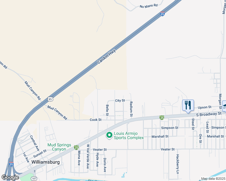 map of restaurants, bars, coffee shops, grocery stores, and more near 701 Myrtle Street in Truth or Consequences