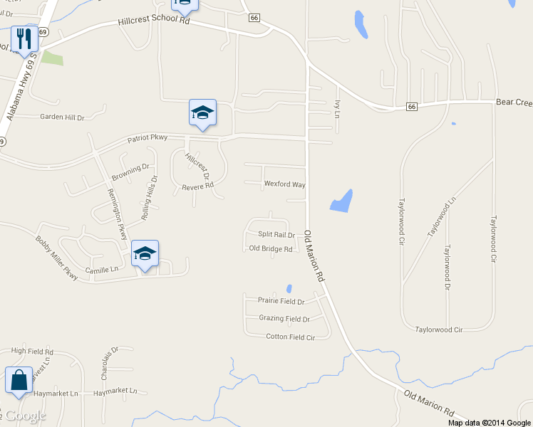 map of restaurants, bars, coffee shops, grocery stores, and more near 9045 Cotton Field Circle in Tuscaloosa