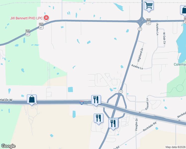 map of restaurants, bars, coffee shops, grocery stores, and more near 1907 Ramblewood Court in Sulphur Springs