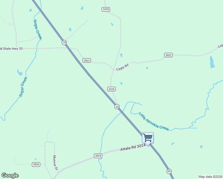 map of restaurants, bars, coffee shops, grocery stores, and more near 2169 Attala Road 3225 in Kosciusko