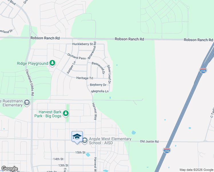 map of restaurants, bars, coffee shops, grocery stores, and more near 1730 Old Justin Road in Argyle