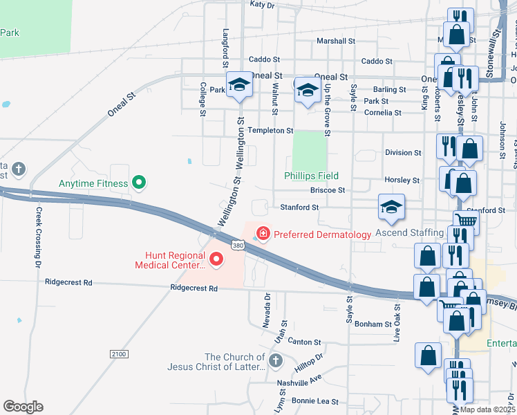 map of restaurants, bars, coffee shops, grocery stores, and more near 3903 Briscoe Street in Greenville