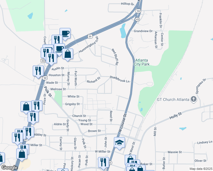 map of restaurants, bars, coffee shops, grocery stores, and more near 710 Kerry Drive in Atlanta